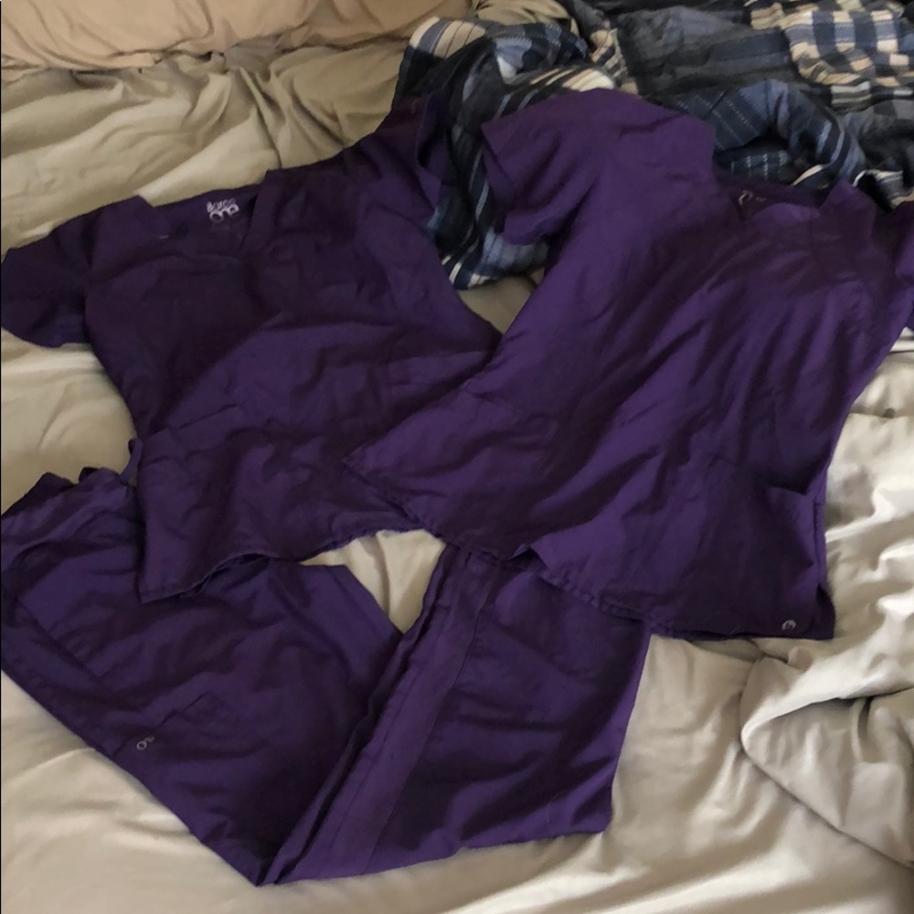 two small barco scrub tops and small scrub pants